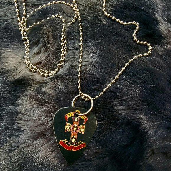 Guns and Roses Pick Necklace Rock and Roll Band - Picture 2 of 2